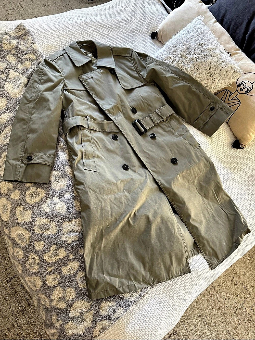 Gray Trendy Long Trench Coat